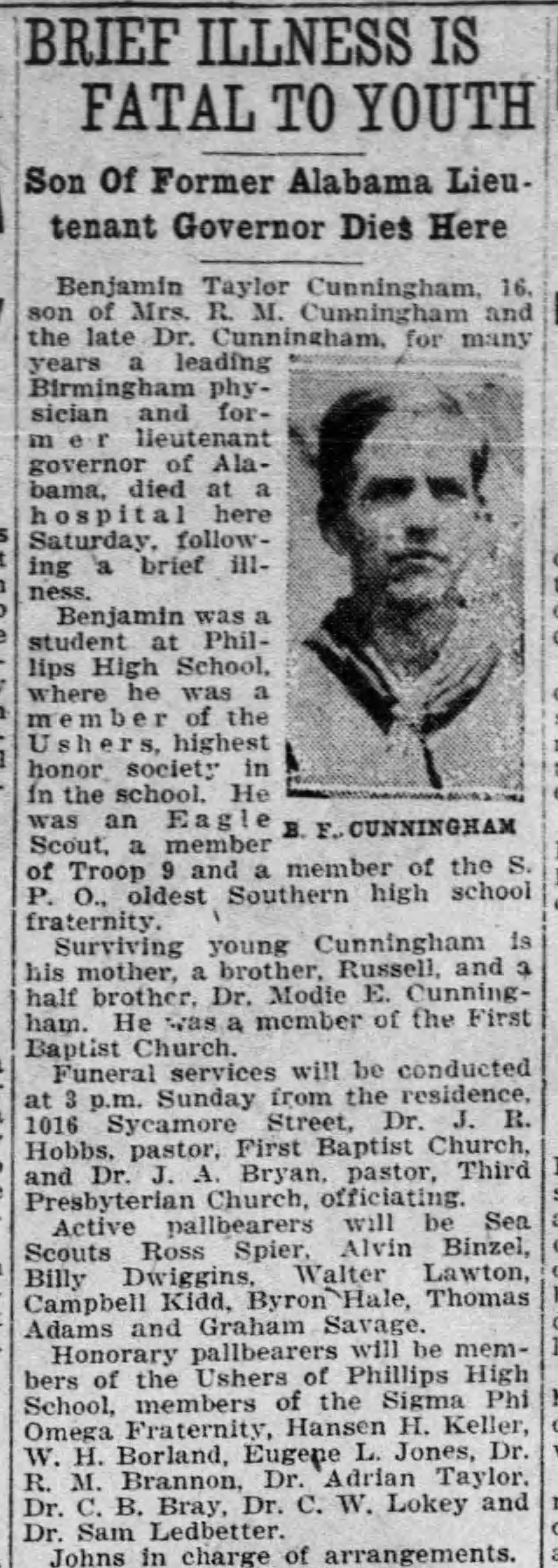 Benjamin Taylor Cunningham obituary